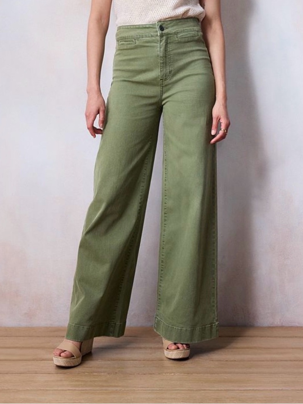 LC Lauren Conrad High-Rise Wide Leg Jeans in Olive
